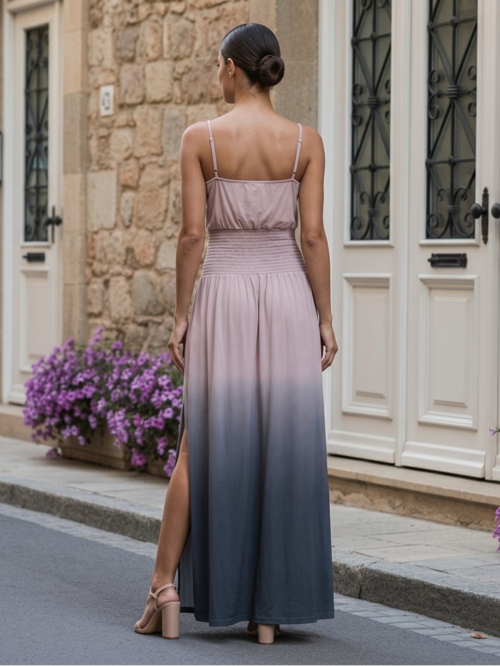Promesa Elegant Ombre Maxi Dress With Slit On Right Side - Picture 2 of 5